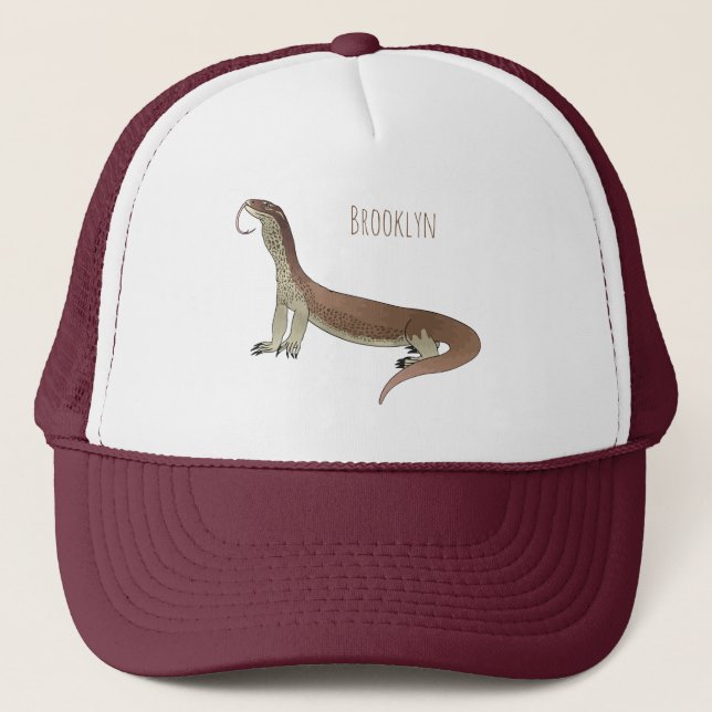 Monitor lizard cartoon illustration trucker hat (Front)