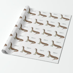 Monitor lizard cartoon illustration wrapping paper