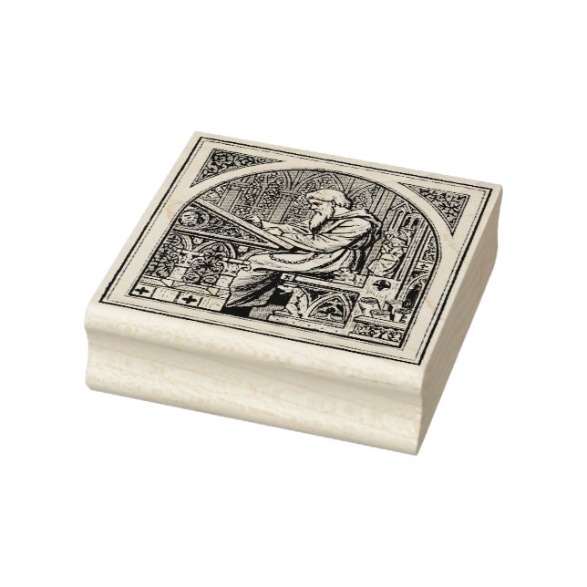 Monk At Mediaeval Writing Desk Rubber Stamp (Stamp)