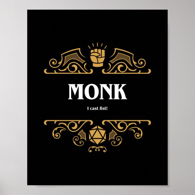 Monk Class Tabletop RPG Gaming Poster (Front)