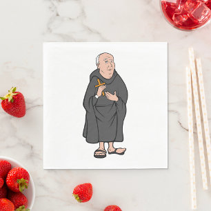 Monk Holding A Cross Religious Napkin