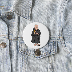 Monk Holding Cross in Robe Mediaeval Religious 7.5 Cm Round Badge