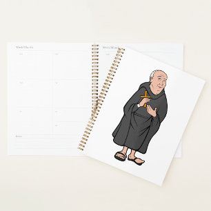 Monk Holding Cross in Robe Mediaeval Religious Planner