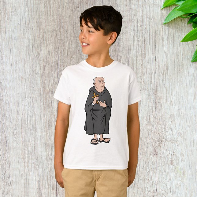 Monk Holding Cross in Robe Mediaeval Religious T-Shirt (Creator Uploaded)