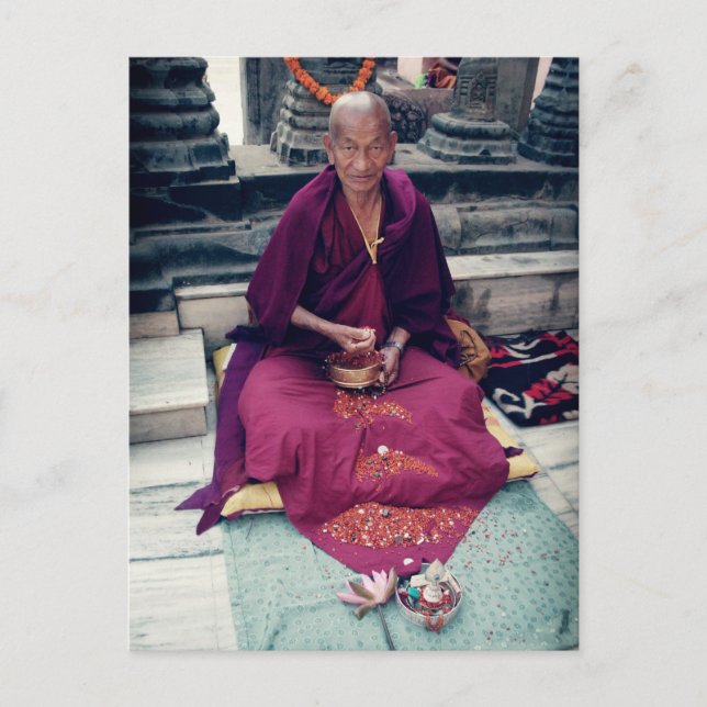 Monk in Bodh Gaya Postcard (Front)