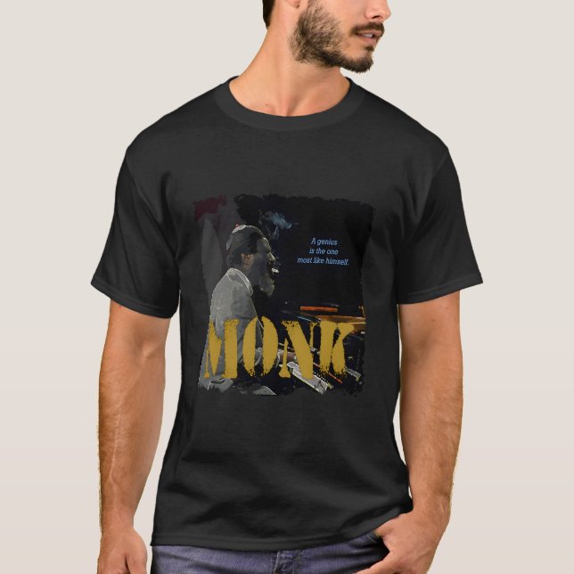 Monk Jazz Wisdom Pianist Musician T-Shirt (Front)