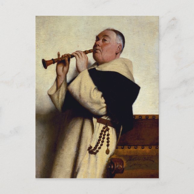 Monk Playing a Clarinet Postcard (Front)