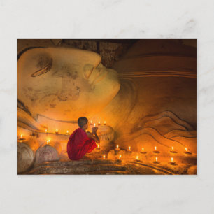 Monk Praying By A Buddha Postcard