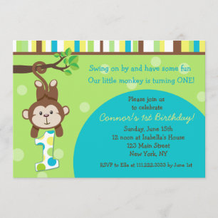Monkey 1st Birthday Invitations