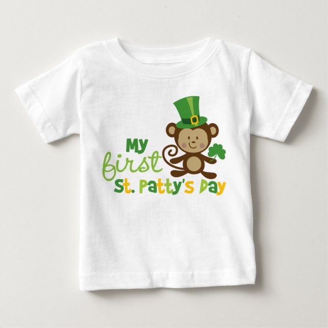 Monkey 1st St. Patrick's Day Baby T-Shirt (Front)