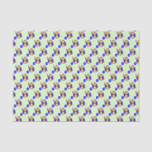 Monkey 2 year old blue green tissue paper