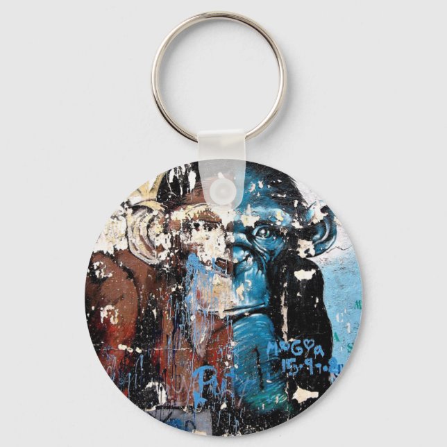 Monkey 5.7 cm Basic Button Key Ring (Front)
