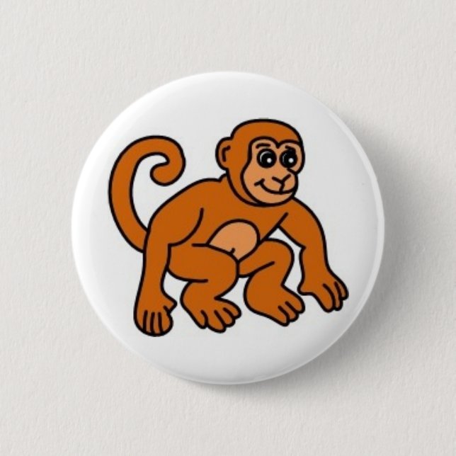 Monkey 6 Cm Round Badge (Front)