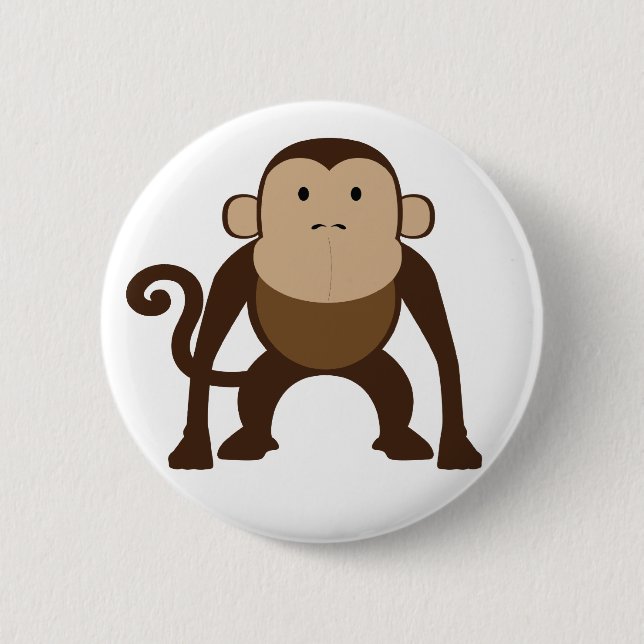 Monkey 6 Cm Round Badge (Front)
