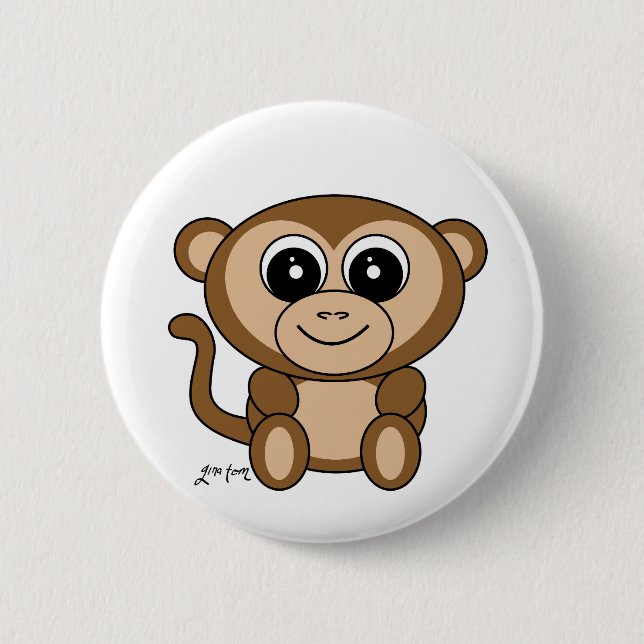 Monkey 6 Cm Round Badge (Front)