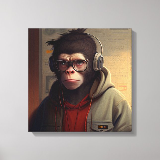 Monkey abstract art canvas print (Front)
