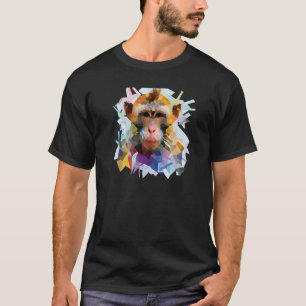 Monkey Abstract Polygon Cool Geometric Wild Animal T-Shirt