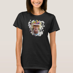 Monkey Abstract Polygon Cool Geometric Wild Animal T-Shirt