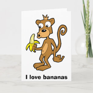 Monkey and Banana, I love bananas. Greeting card