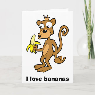 Monkey and Banana, I love bananas. Greeting card