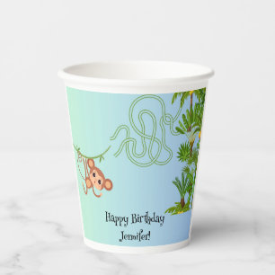Monkey and bananas maze birthday paper cups