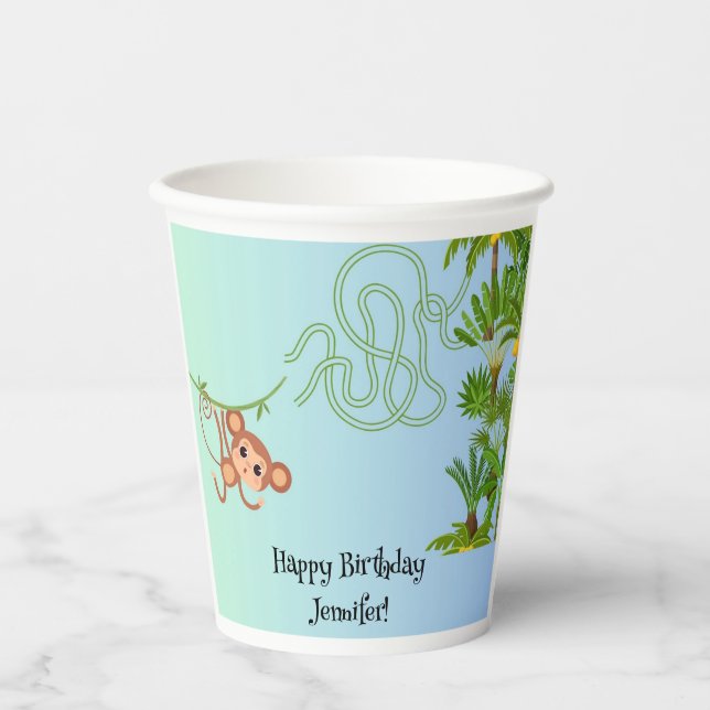 Monkey and bananas maze birthday paper cups (Front)