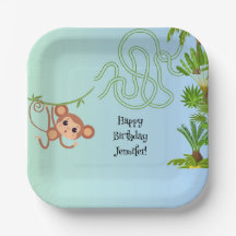 Monkey and bananas maze birthday paper plates