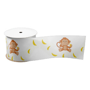 Monkey and bananas satin ribbon