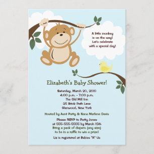 Monkey and Birdie Neutral Baby Shower Invite