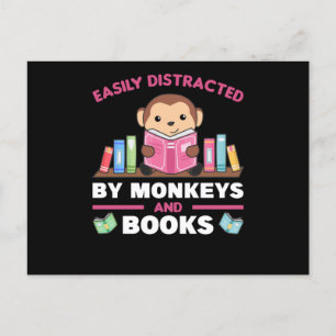 Monkey And Books Funny Saying With Book Postcard