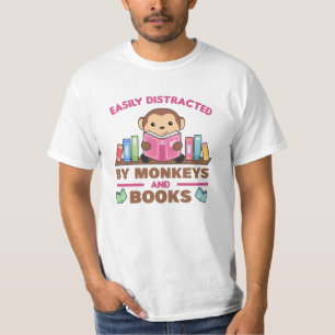 Monkey And Books Funny Saying With Book T-Shirt