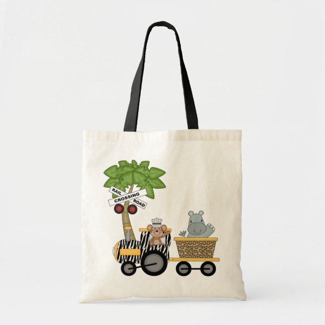 Monkey and Hippo Train Tshirts and Gifts Tote Bag (Front)