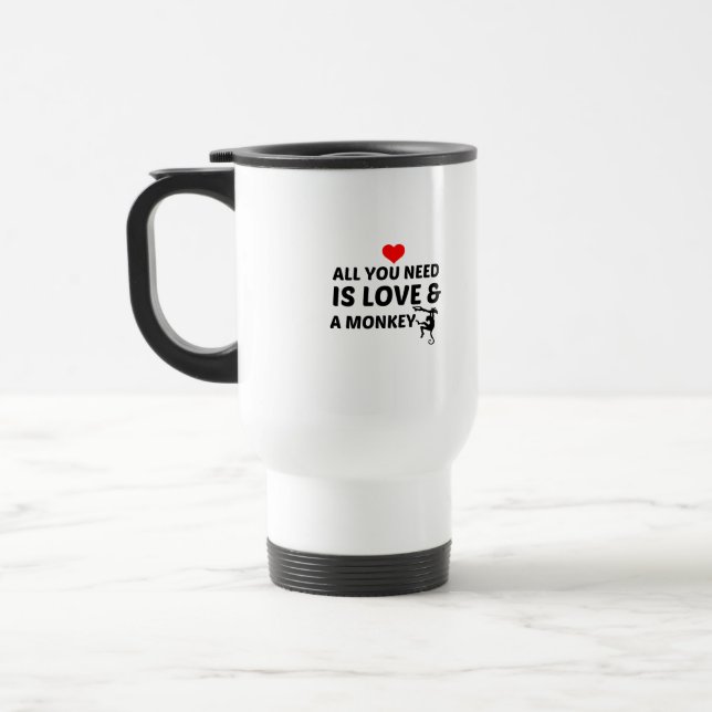 MONKEY AND LOVE TRAVEL MUG (Left)