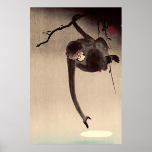 Monkey and Moon Ohara Koson Early 20th Century Poster