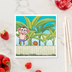 Monkey and Snail in Tropical Jungle Scene Napkin