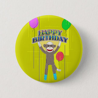 Monkey and the balloons. 6 cm round badge