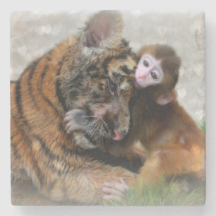 Monkey and Tiger Stone Coaster