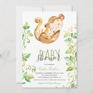 Monkey Animal Jungle Baby Shower Invitation