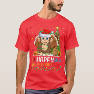 Monkey Animal Lover Funny Happy Monkey HelloThanks T-Shirt
