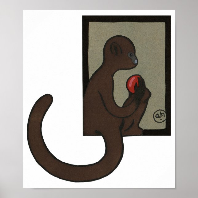 Monkey - Antiquarian, Colourful Book Illustration Poster (Front)