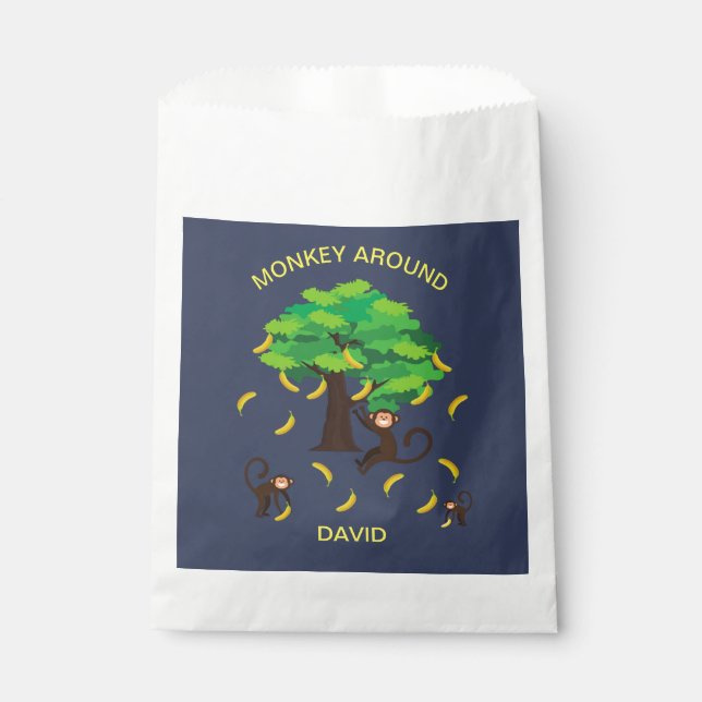"Monkey Around" Monkeys Going Bananas   Favour Bags (Front)