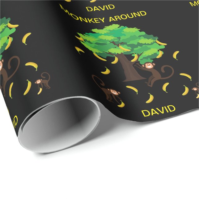 "Monkey Around" Monkeys Going Bananas   Wrapping P Paper (Roll Corner)