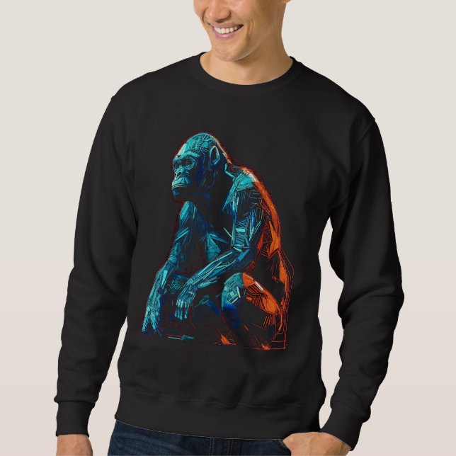 Monkey artwork - animal art zoo gorilla sweatshirt (Front)