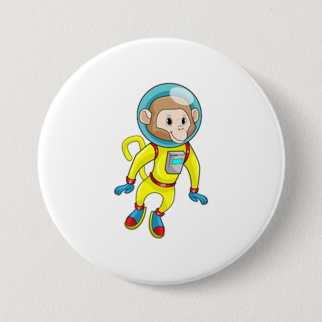 Monkey as Astronaut 7.5 Cm Round Badge (Front)