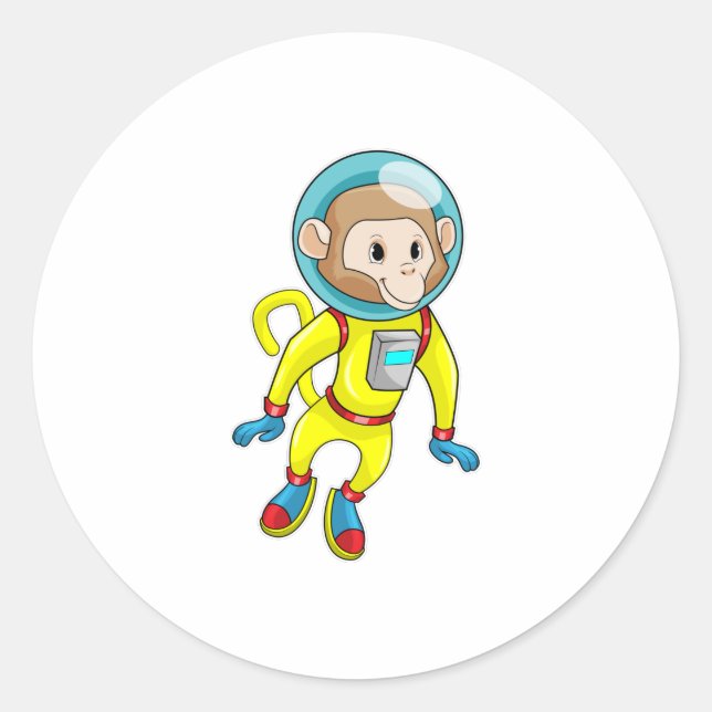 Monkey as Astronaut Classic Round Sticker (Front)