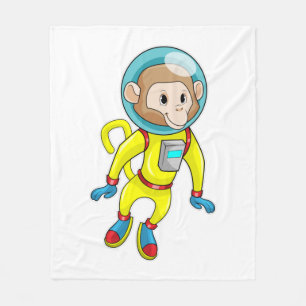 Monkey as Astronaut Fleece Blanket