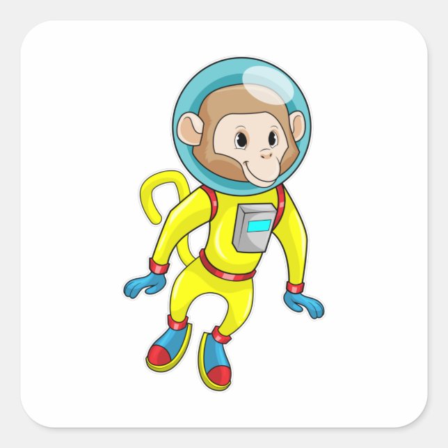 Monkey as Astronaut Square Sticker (Front)