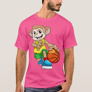 Monkey as basketball player with basketball 2 T-Shirt