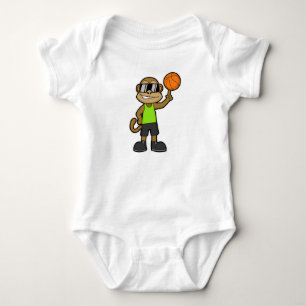 Monkey as Basketball player with Basketball ball Baby Bodysuit