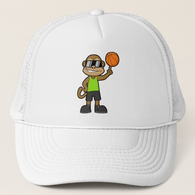 Monkey as Basketball player with Basketball ball Trucker Hat (Front)
